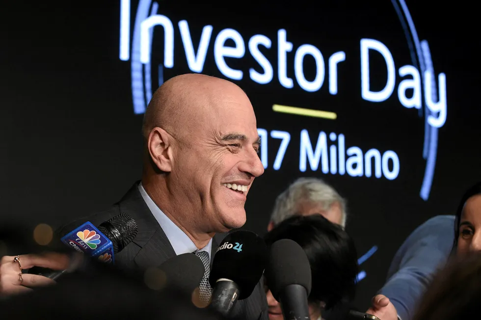Smiling: Eni chief executive Claudio Descalzi.