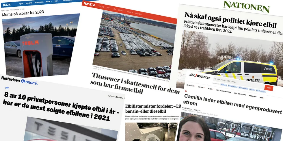 I 2021 ble det produsert rundt 37.000 omtaler i norske medier der ordet elbil var med.