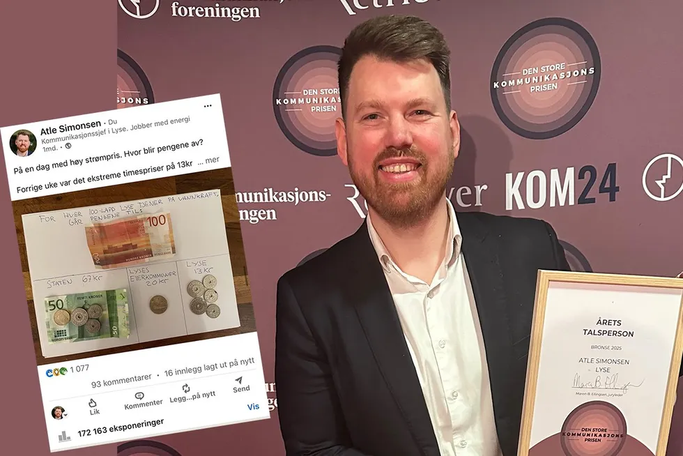 Atle Simonsen vant bronse under Kommunikasjonsprisene februar 2025.