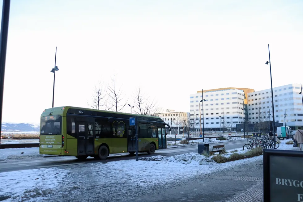 Elektrisk buss på Brattøra, Trondheim.