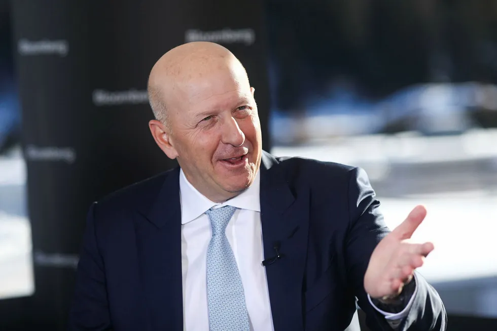 David Solomon er sjef i en av verdens mektigste investeringsbanker. Her fra et intervju under World Economic Forum i Davos i 2020.