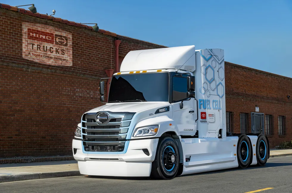 Toyota's prototype XL8 fuel-cell truck, built by its subsidiary Hino Motors in 2021.