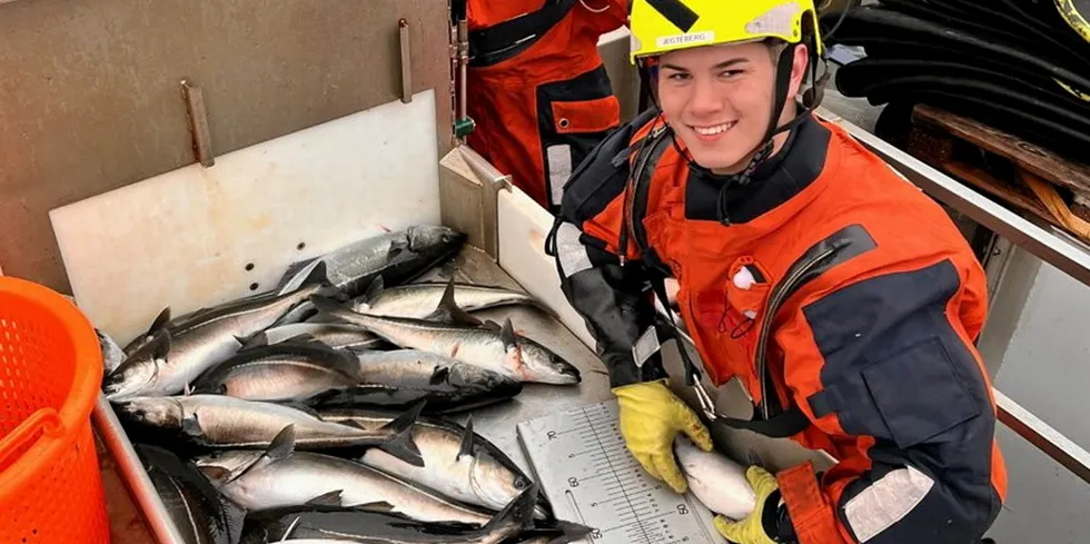 Kystvakten på fiskeriinspeksjon under seinotfisket i Vest-Finnmark.