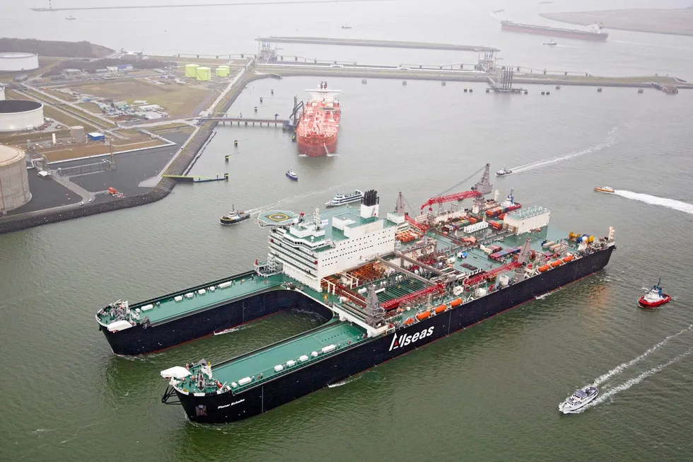 Allseas' massive Pioneering Spirit heavy lift and pipelay vessel.