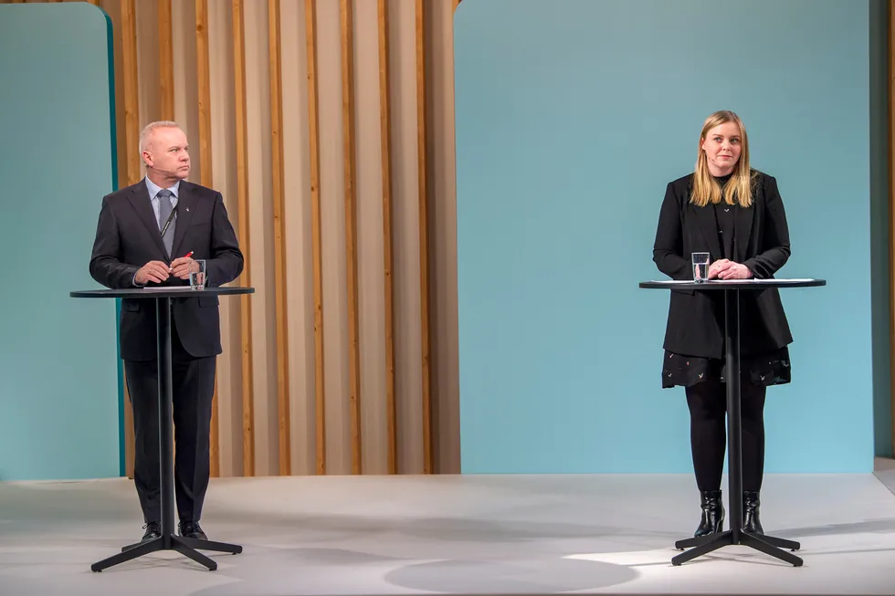 Equinor-sjef Anders Opedal og olje- og energiminister Tina Bru.