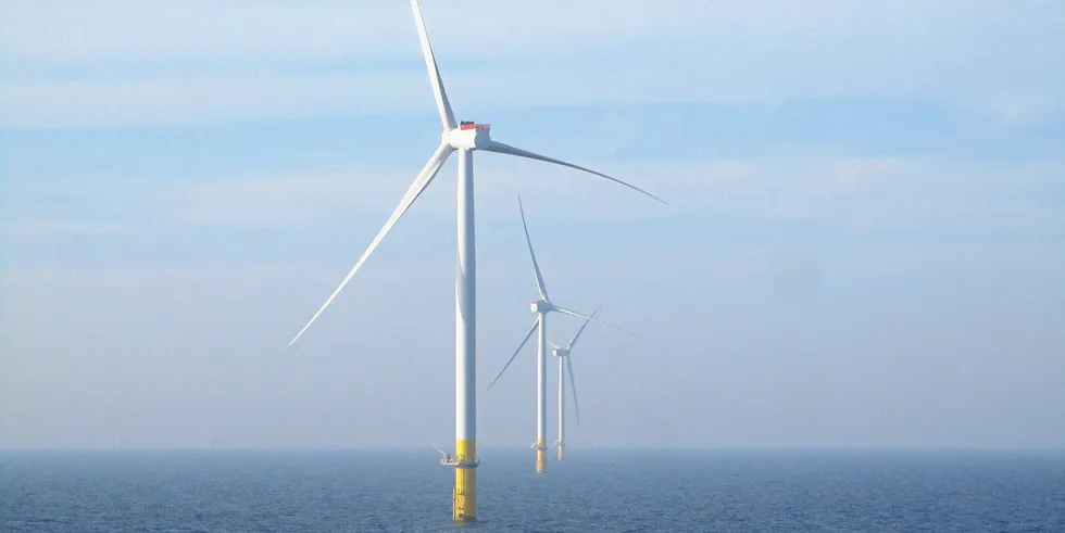 Turbines spinning at the Borssele 1&2 array off the Netherlands