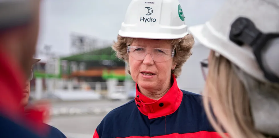 Hydro-sjef Hilde Merete Aasheim melder om sterk resultatvekst for fornybar i første kvartal.