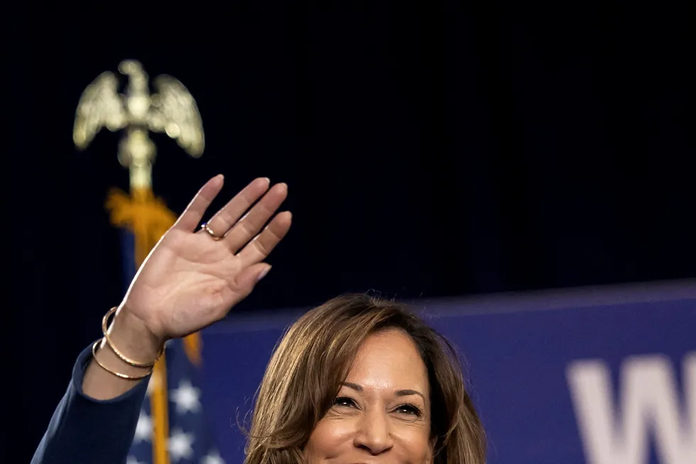 Hvilken utenrikspolitisk vei vil Kamala Harris ta USA? Her på valgmøte i Wisconsin.