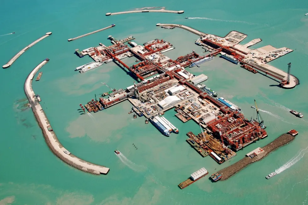 Crowded space: Island D at the Kashagan oil and gas development in the Caspian Sea in Kazakhstan