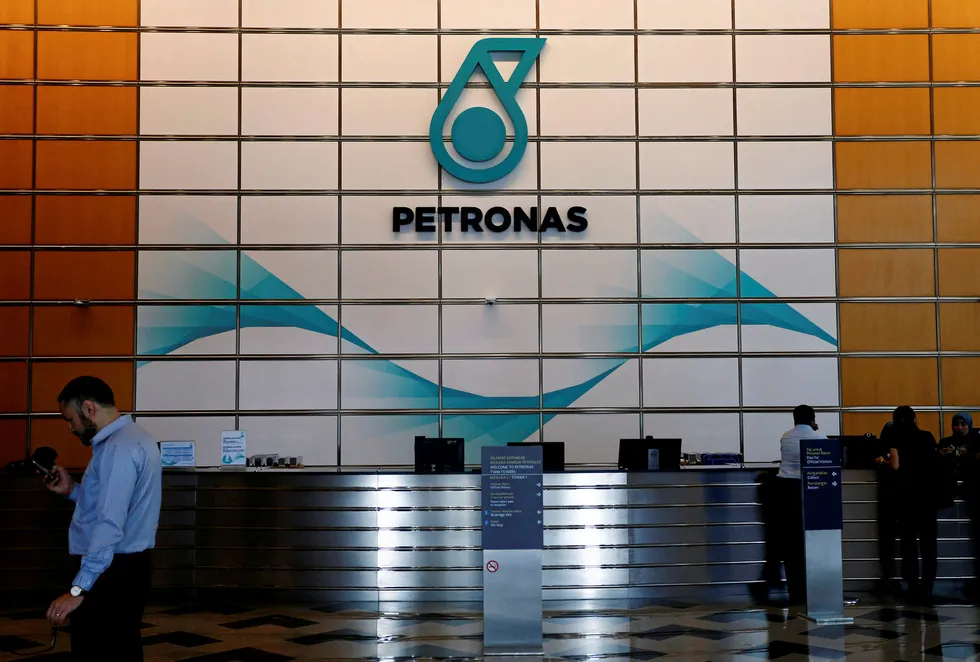 Evaluation process: a Petronas logo at the company's headquarters in Kuala Lumpur, Malaysia