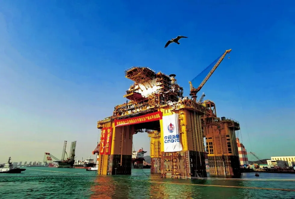 Preparation: CNOOC readies for first gas at giant Lingshui gas field as the Deepwater 1 semi-submersible production platform is being commissioned
