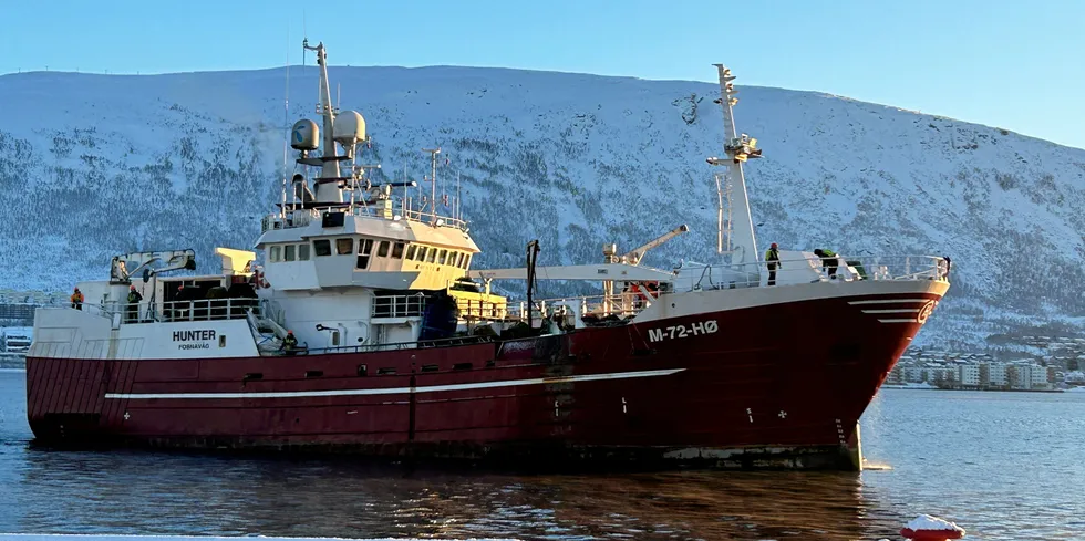 Fredag 3. februar ankom «Hunter» kaien i Tromsø. Natt til tirsdag er snøkrabbefartøyet på vei mot Barentshavet igjen.