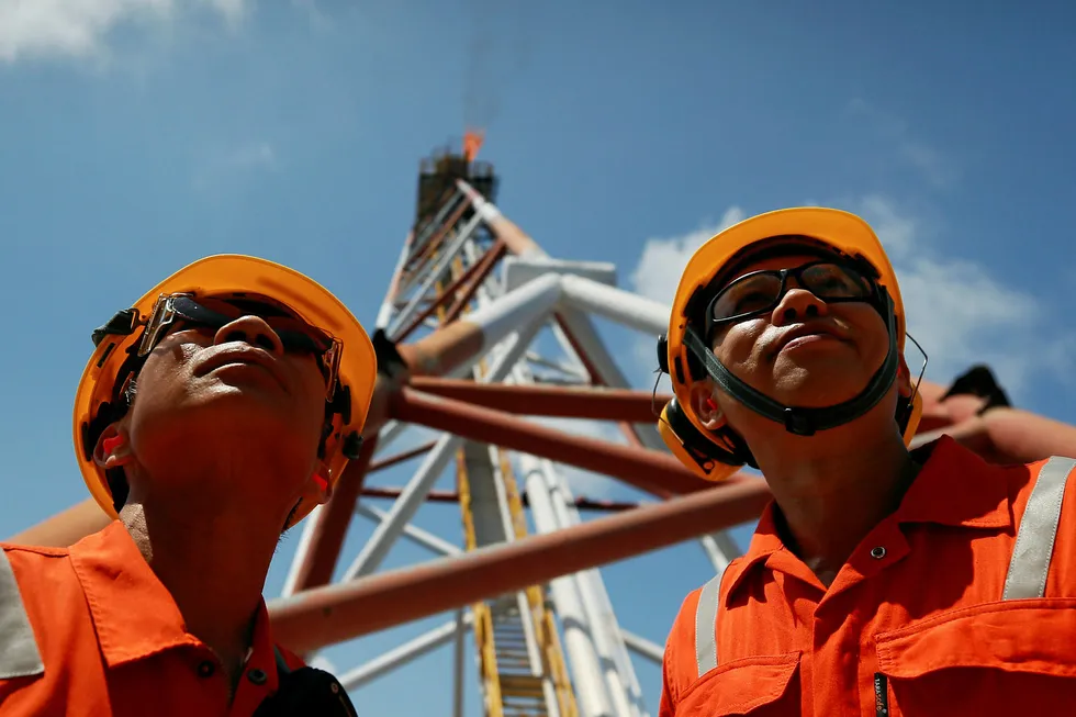 Drilling drop: rig workers with Rosneft Vietnam