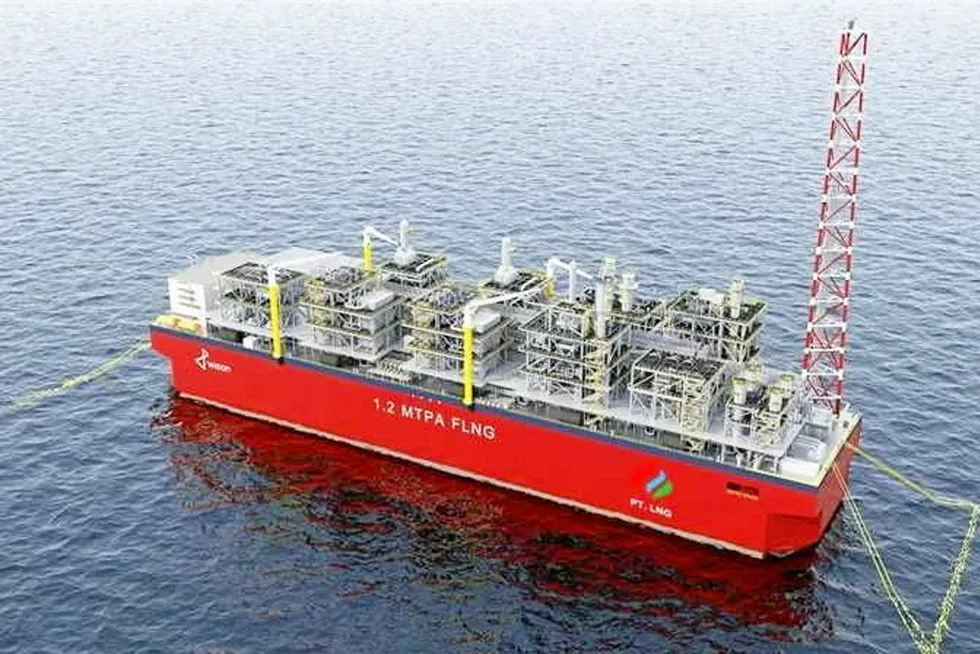 Model FLNG yang diusulkan oleh Wison New Energies untuk Kasuri