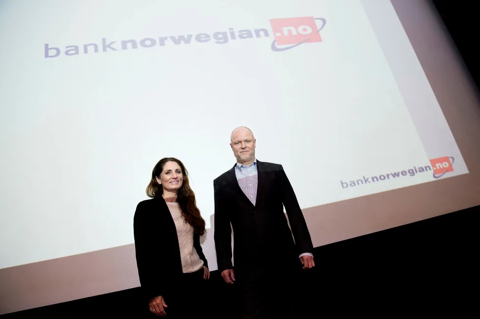 Daglig leder Tine Wollebekk og finansdirektør Pål Svenkerud i Bank Norwegian. Foto: Elin Høyland
