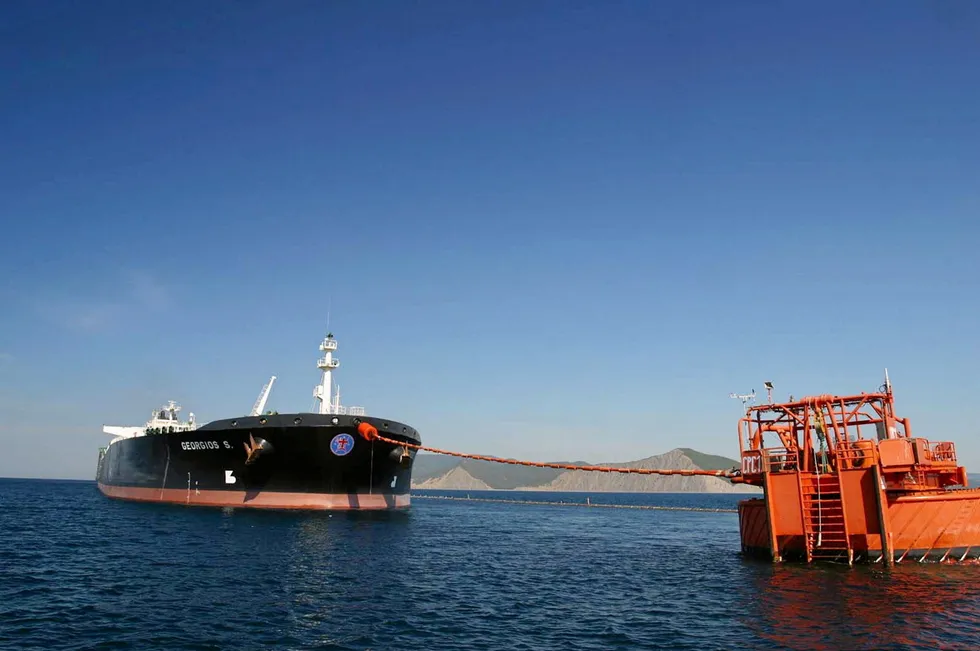 Strong link: a Caspian Pipeline Consortium offshore oil loading terminal near the Russian Black Sea port of Novorossiysk