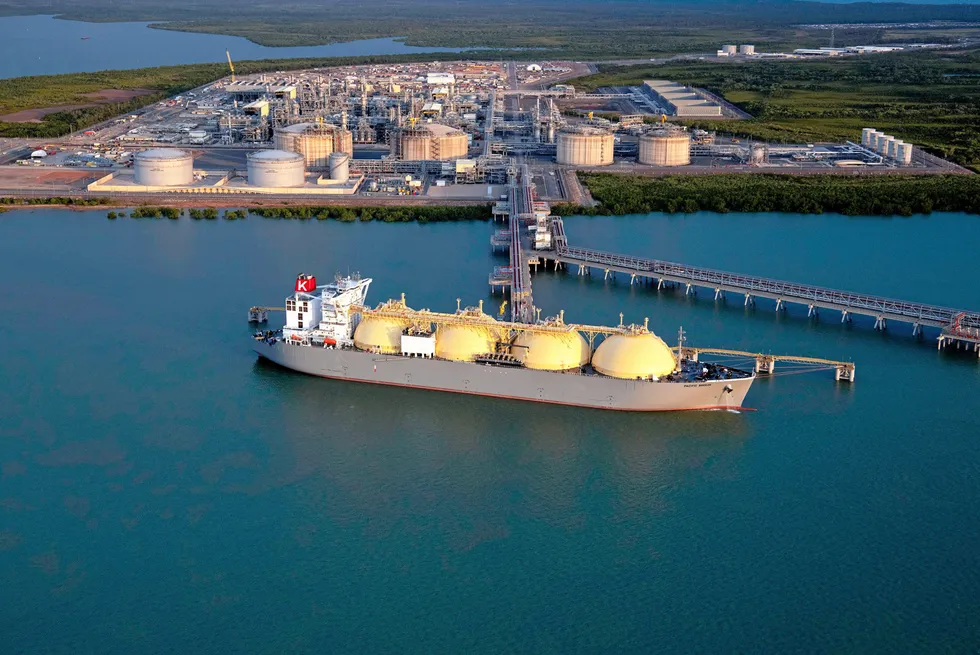 The LNG carrier Pacific Breeze at the Inpex-operated Ichthys LNG facility in Darwin, Australia.