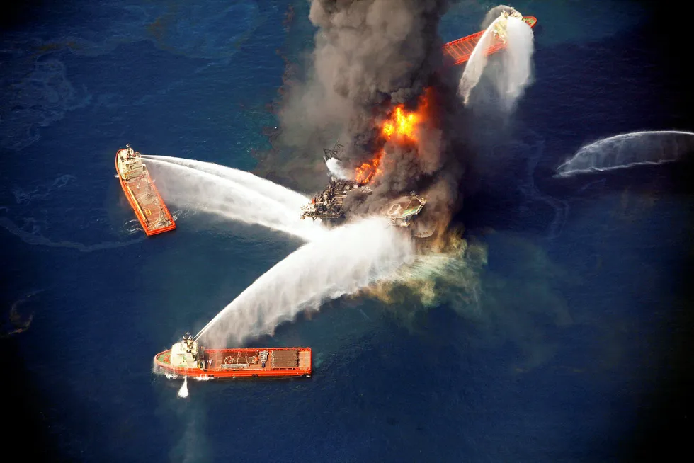 Flashpoint: battling the burning semisub Deepwater Horizon following the fatal explosion