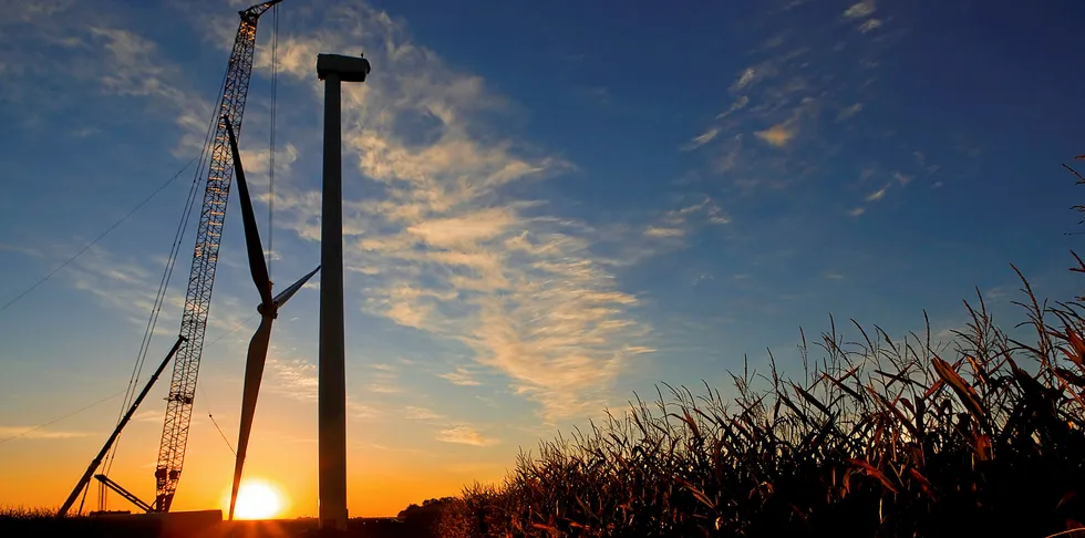 Xcel Energy's Nobles wind farm under construction in Minnesota, US