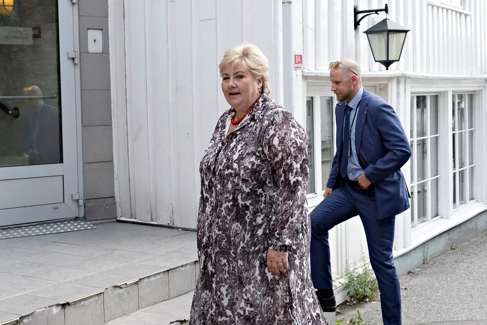 Statsminister Erna Solberg under den koronapregede Arendalsuka 2020.