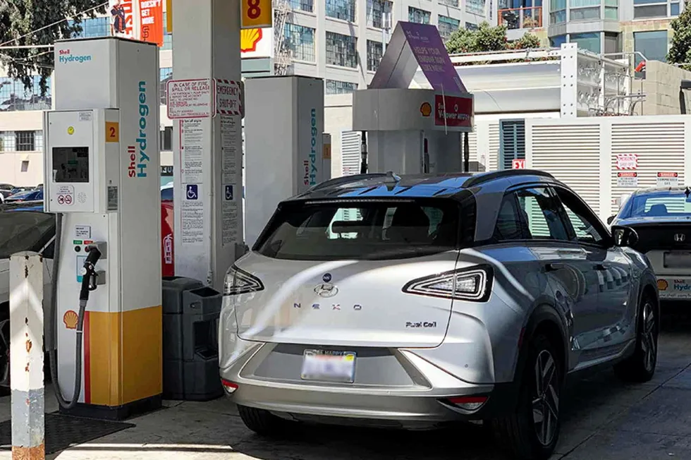 A Hyundai Nexo fuel-cell car at Shell's now closed hydrogen filling station in Third Street, San Francisco.