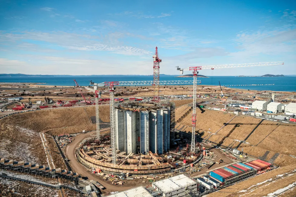 Optimism: Husky Energy's West White Rose concrete gravity structure under construction in March 2019