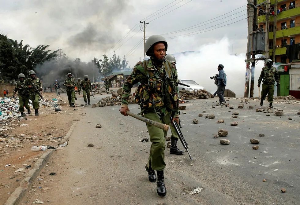 On the streets: riot police disperse protesters in Nairobi, Kenya this week