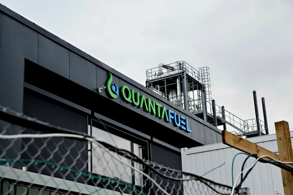 Fornybarselskapet Quantafuel har steget voldsomt i markedsverdi siden børsnoteringen i februar i år. Her fra bedriftens anlegg i Skive i Danmark.