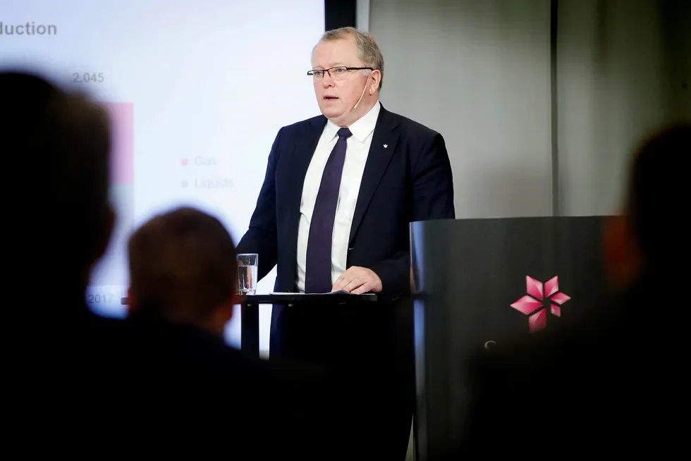 Statoil-sjef Eldar Sætre la torsdag morgen frem den ferske kvartalsrapporten. Foto: Lise Åserud/NTB scanpix