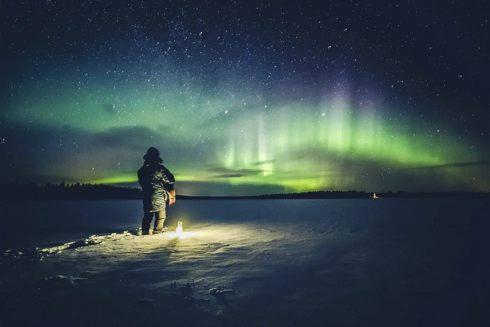 LNG hopes: Peruvian musician Victor Alarcon shoots a music video in the Arctic for his single called Northern Lights near Rovaniemi, Finland