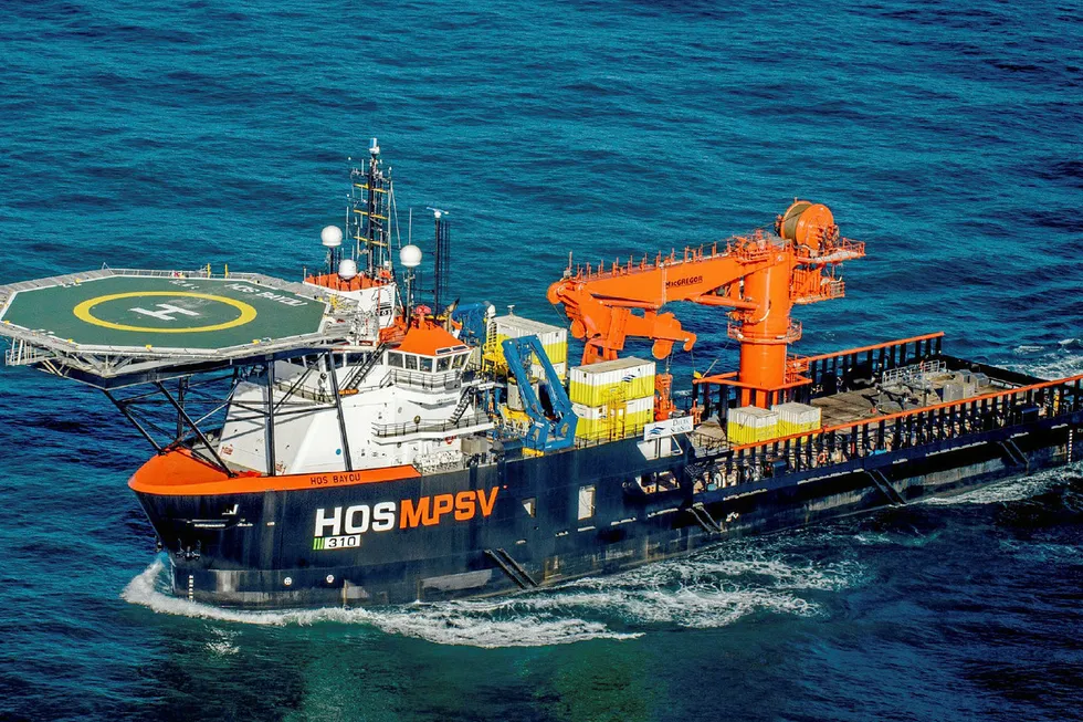 HOS Bayou: Hornbeck's 92-metre multipurpose supply vessel (MPSV) HOS Bayou, built in 2014