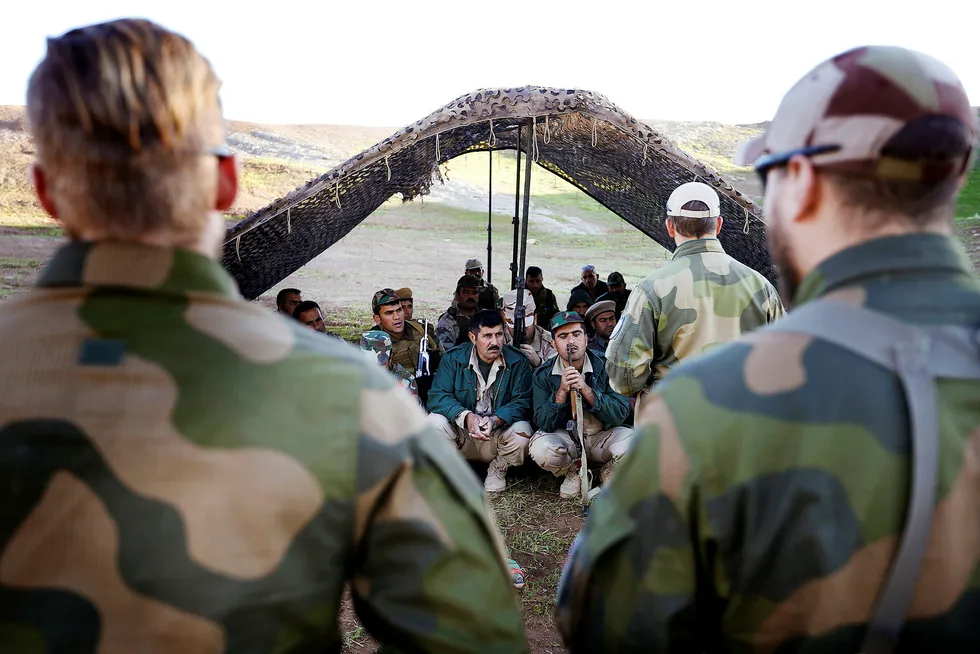 Høsten 2016 trente soldater fra Telemark bataljon opp den kurdiske peshmergaen i Erbil i Nord-Irak for å være rustet mot Den islamske stat. Foto: Torbjørn Kjosvold / Forsvaret