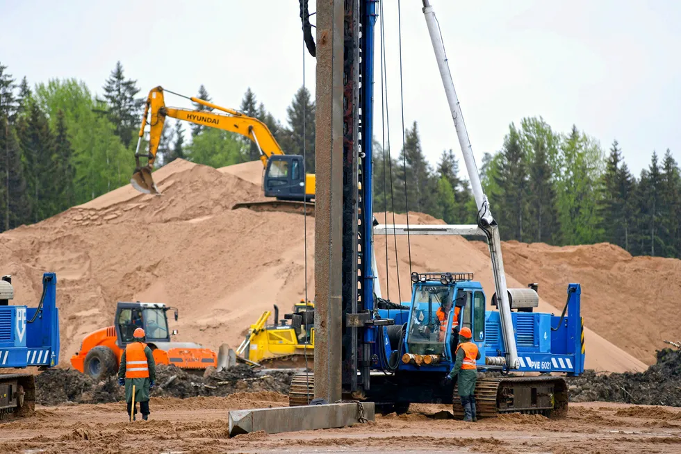 Rush: first piles being hammered in on a site of planned major gas processing facility in Ust-Luga in Russia in May 2021