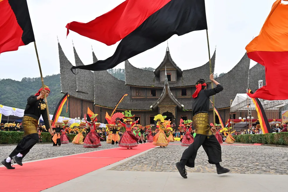 Performance: Indonesian dancers at the 2018 Minangkabau art and culture festival in Batusangkar, West Sumatra.
