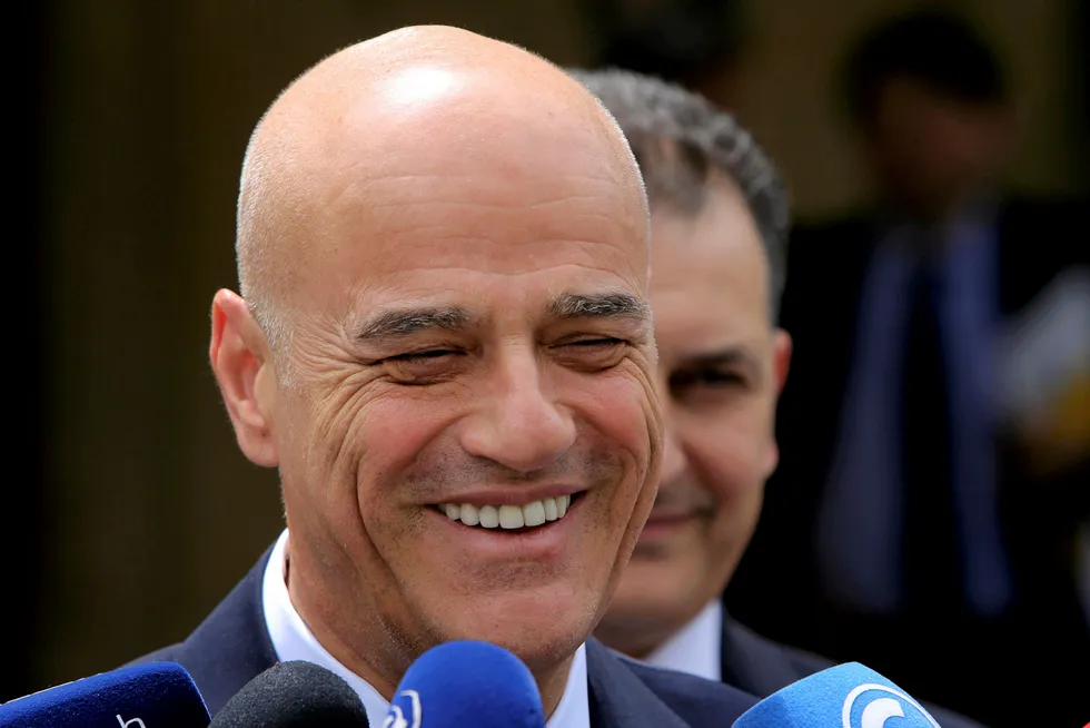 Reason to smile: production start-up at Mahani for Eni's chief executive Claudio Descalzi