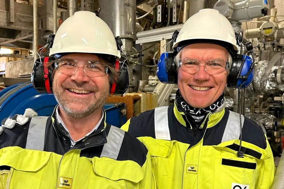 Lime Petroleum chief executive Lars Hubert and chief operations officer Bjorn Berntsen at the Brage field