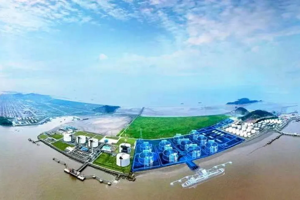 Artist’s impression: Shanghai’s second LNG terminal is located just east of the existing Yangshan import facility.