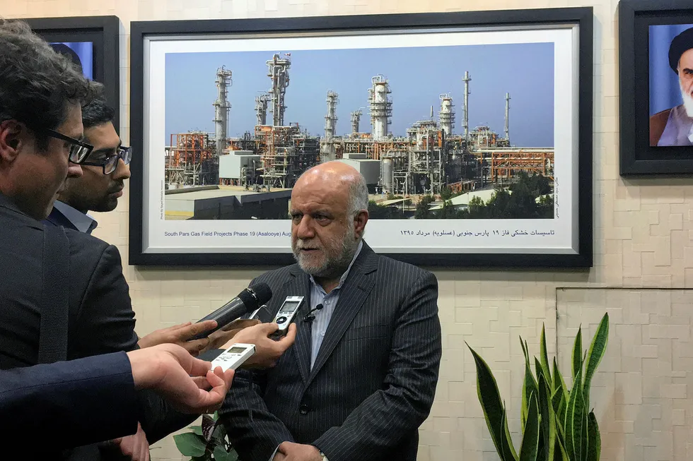 Looking ahead: Iranian Oil Minister Bijan Zanganeh speaks to reporters at the petroleum ministry in Tehran last month