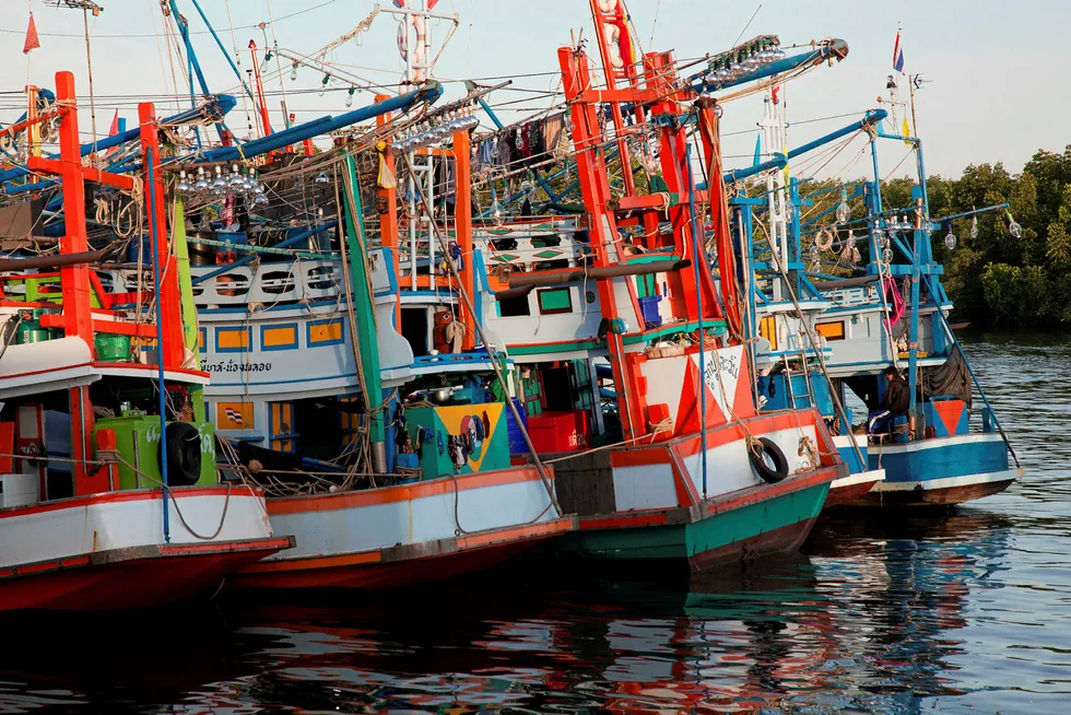 Thai fishing vessels in southern Thailand.