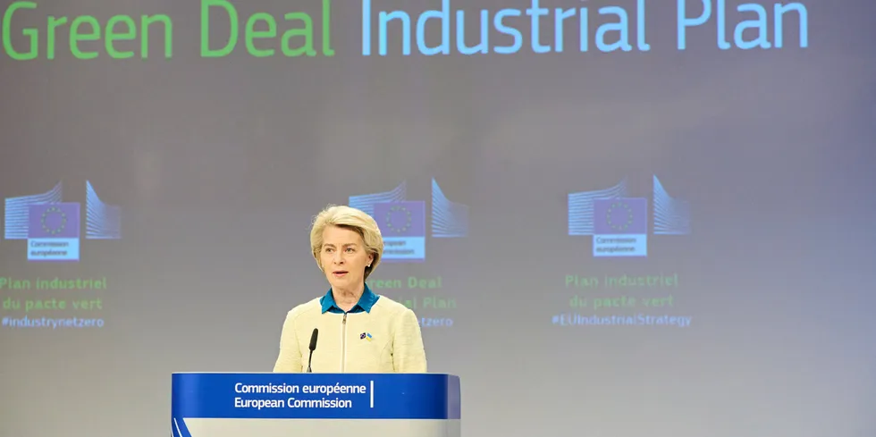 European Commission President Ursula von der Leyen unveiling the Green Deal Industrial Plan in Brussels earlier this year.