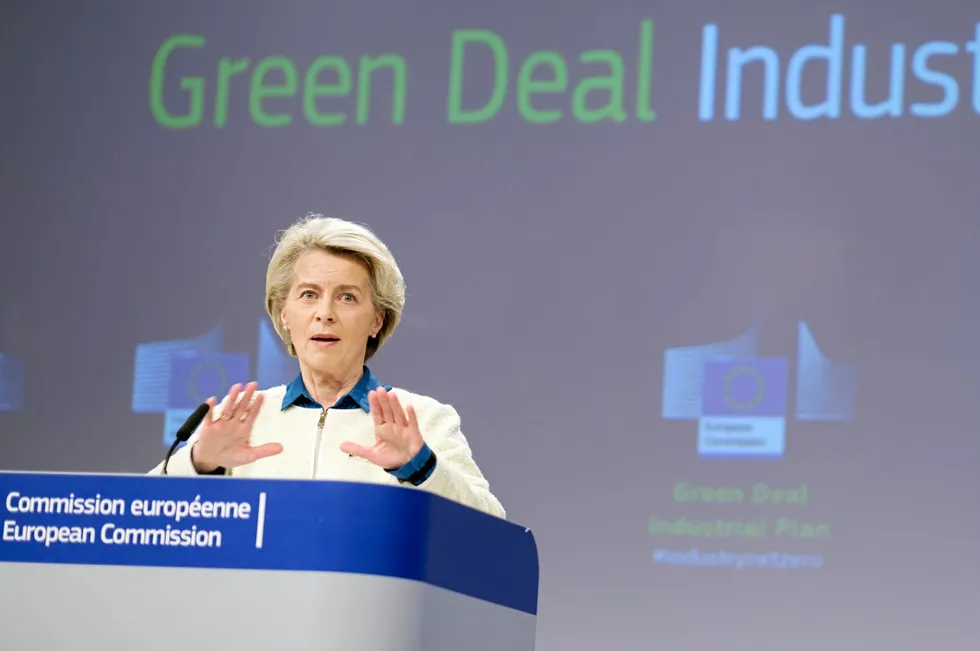 European Commission's President Ursula von der Leyen launches Europe's response to the US IRA.