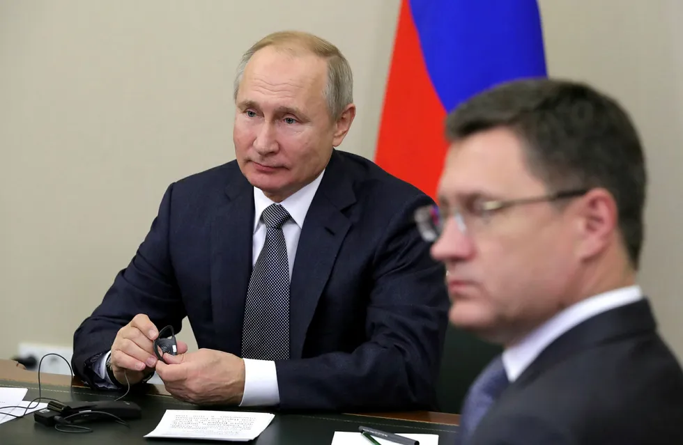 Orders: Russia's President Vladimir Putin (left) and Energy Minister Alexander Novak