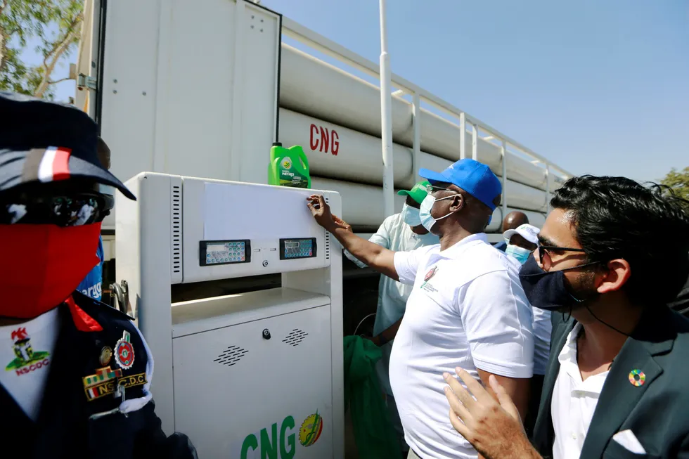 Growth market: Nigeria's Minister of State for Petroleum Timipre Sylva attends the unveiling of the National Gas Expansion Programme in Abuja on 1 December 2020