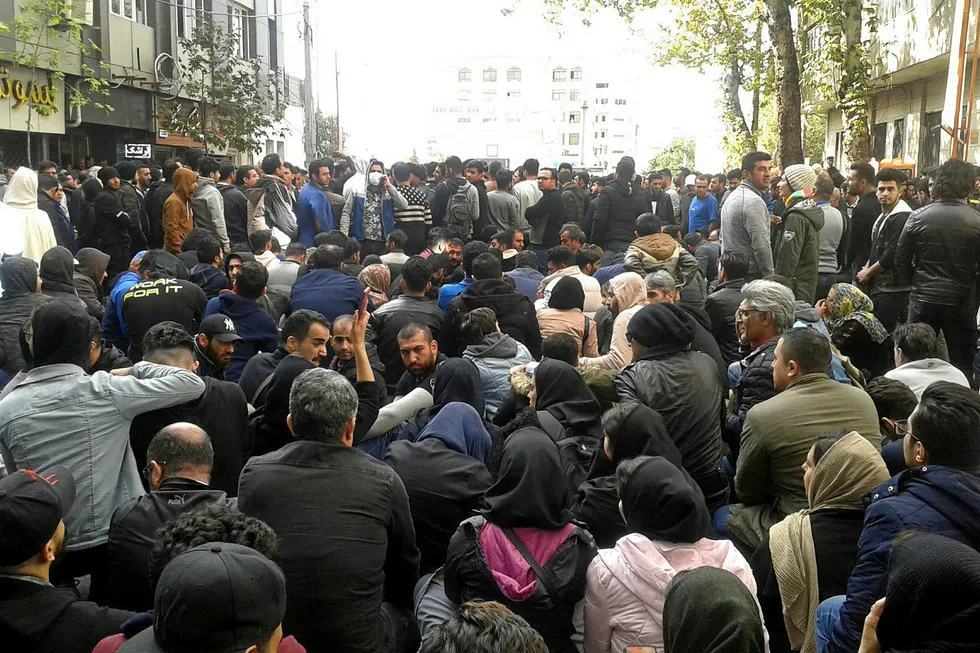 Worsening economic conditions: protestors attend a demonstration in Sari, Iran, after authorities raised gasoline prices