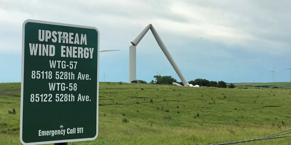 The third in the sequence of turbine collapses in Nebraska.