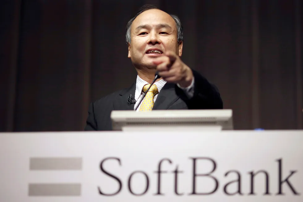 Softbank er ledet av selskapets grunnlegger Masayoshi Son. Her fra en konferanse i Tokyo i 2019.