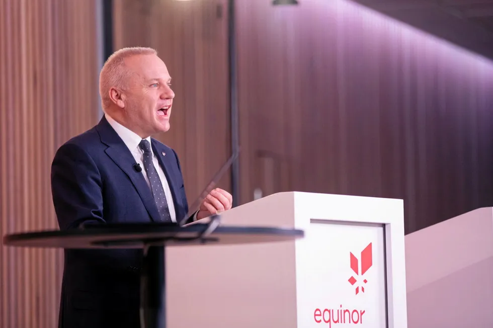 Equinor chief executive Anders Opedal in London during the 2023 Capital Markets Update press conference.
