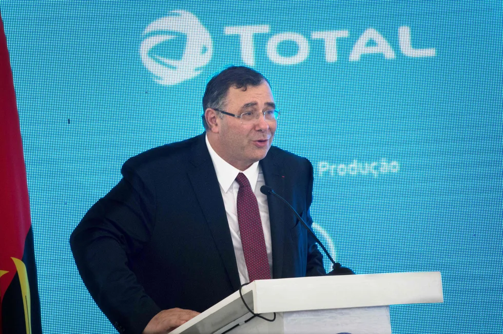 Angola move: Total chief executive Patrick Pouyanne speaking at the inauguration of the company's Kaombo oil project in Luanda in 2018