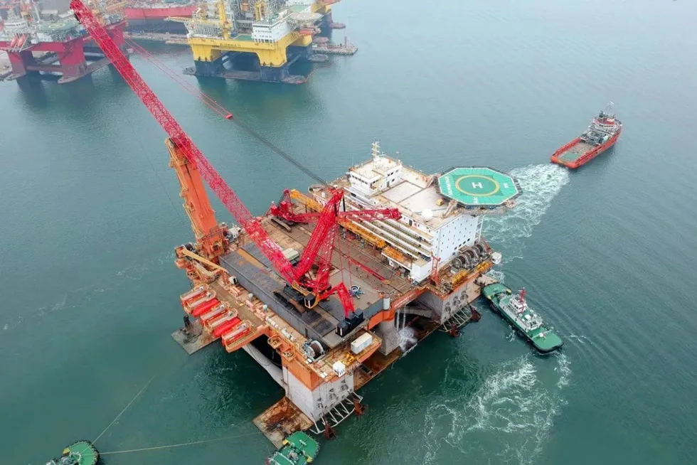 New job: the remodified flotel OOS Prometheus sails away to the East China Sea