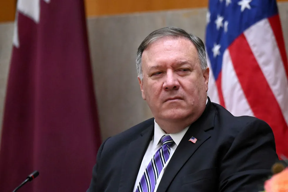 USAs utenriksminister Mike Pompeo, her under et møte i Washington mellom representanter fra USA og Qatar mandag, drar senere i uken til Sør-Amerika.